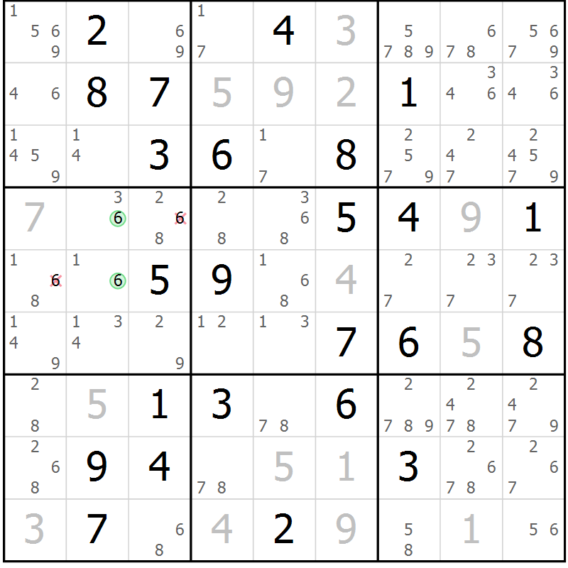 Position des candidats pour la solution de la Gr 73 page 76 du magazine de sudoku Virtuose n° 117