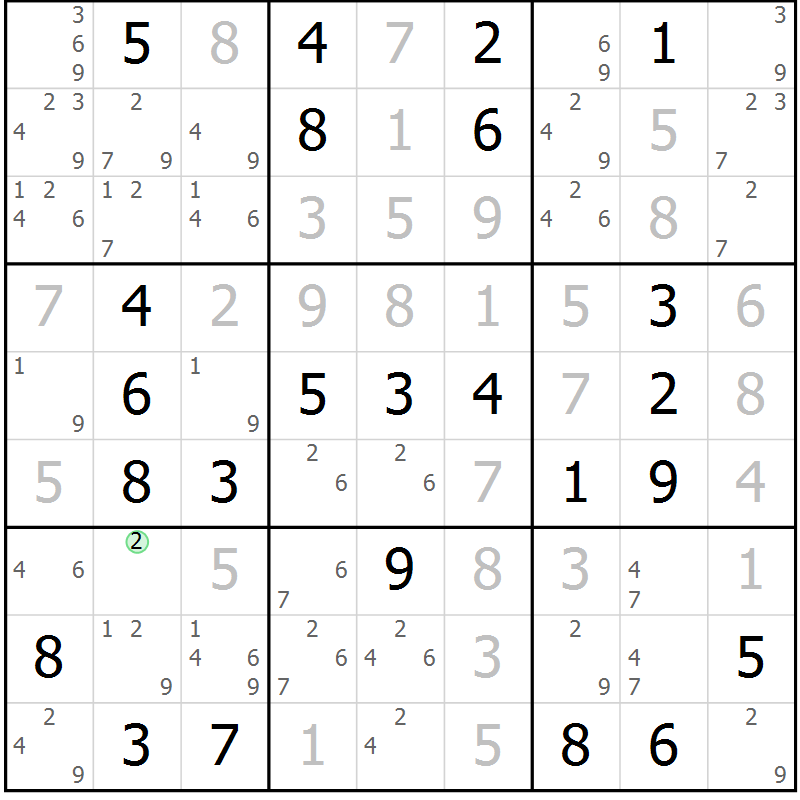 Position des candidats pour la solution de la Gr 75 page 78 du magazine de sudoku Virtuose n° 117