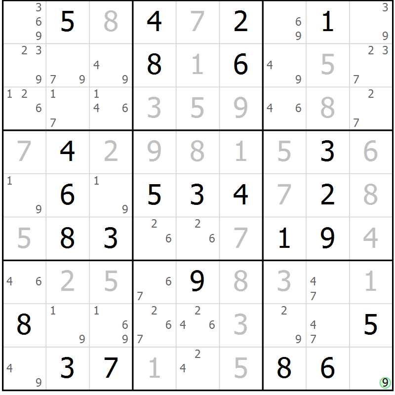 Position des candidats pour la solution de la Gr 75 page 78 du magazine de sudoku Virtuose n° 117