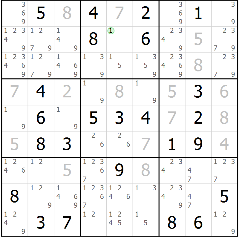 Position des candidats pour la solution de la Gr 75 page 78 du magazine de sudoku Virtuose n° 117