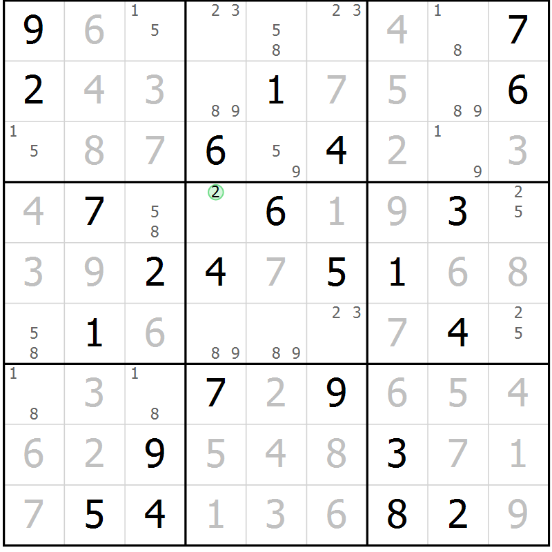 Position des candidats pour la solution de la Gr 76 page 79 du magazine de sudoku Virtuose n° 117