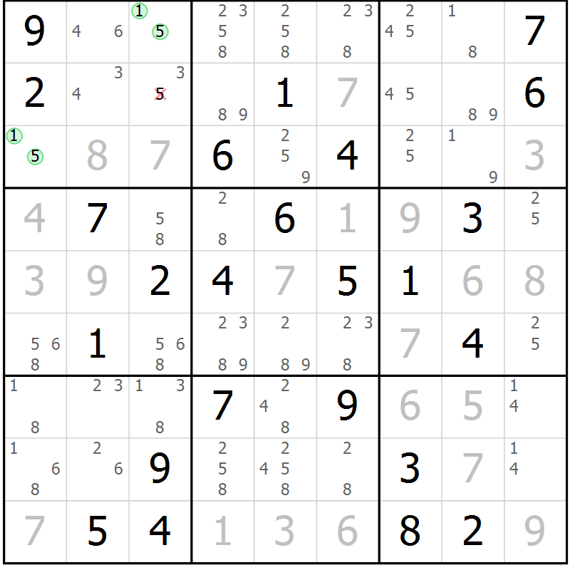 Position des candidats pour la solution de la Gr 76 page 79 du magazine de sudoku Virtuose n° 117