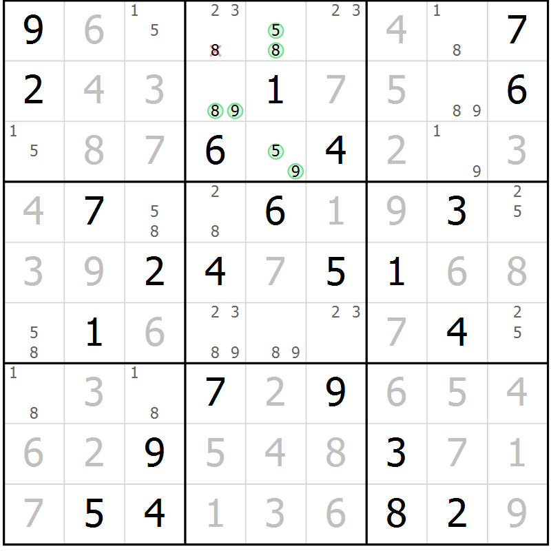 Position des candidats pour la solution de la Gr 76 page 79 du magazine de sudoku Virtuose n° 117
