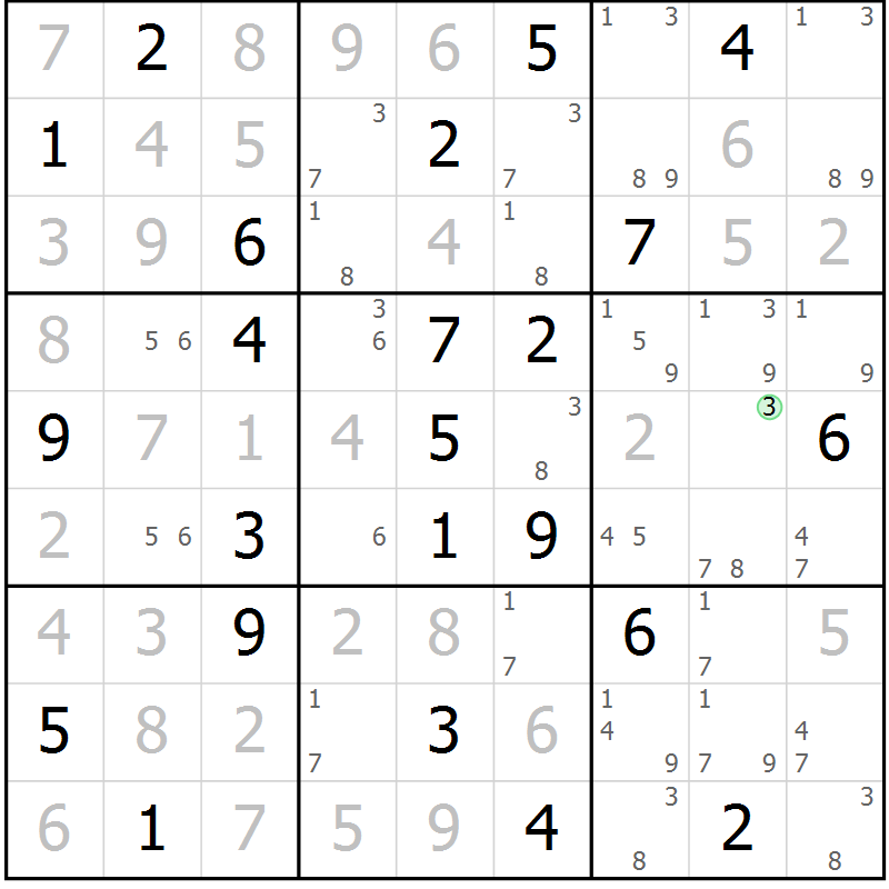 Position des candidats pour la solution de la Gr 78 page 81 du magazine de sudoku Virtuose n° 117