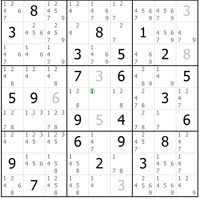 Position des candidats pour la solution de la Gr 79 page 82 du magazine de sudoku Virtuose n° 117