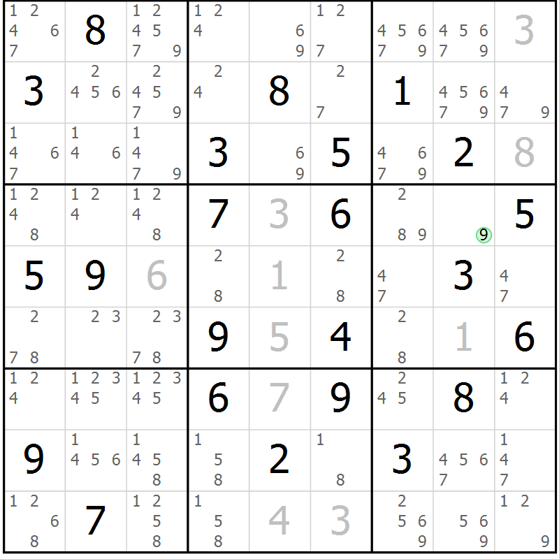 Position des candidats pour la solution de la Gr 79 page 82 du magazine de sudoku Virtuose n° 117