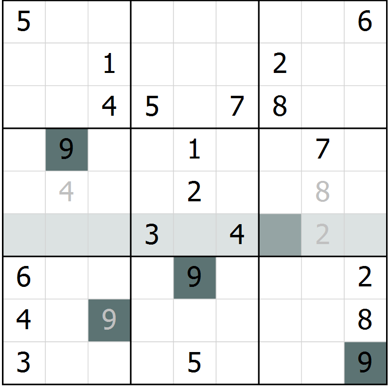 Position des candidats pour la solution de la Gr 8 page 11 du magazine de sudoku Virtuose n° 117