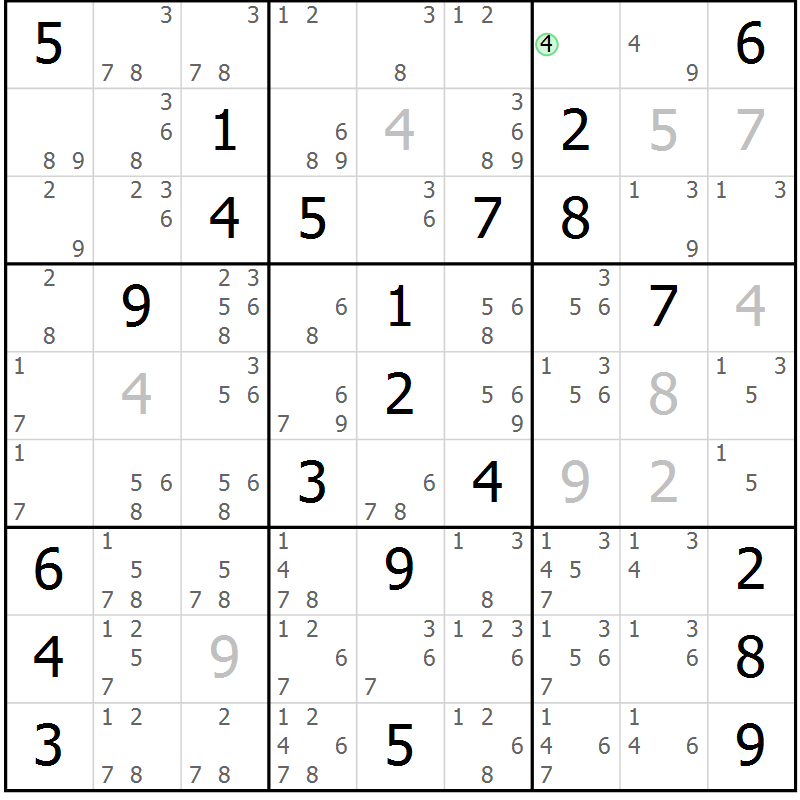 Position des candidats pour la solution de la Gr 8 page 11 du magazine de sudoku Virtuose n° 117