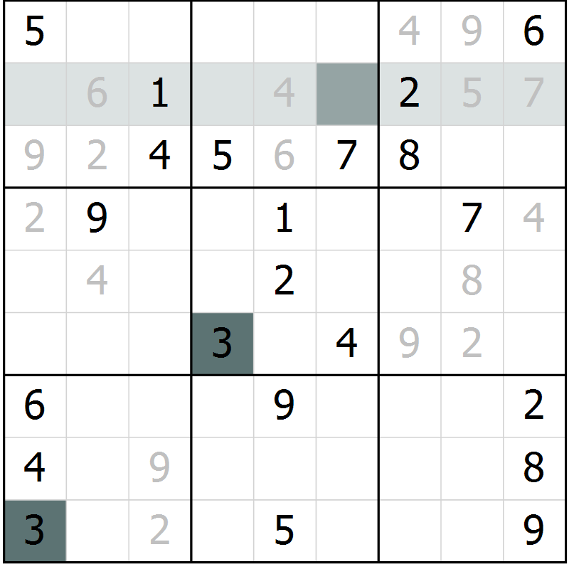 Position des candidats pour la solution de la Gr 8 page 11 du magazine de sudoku Virtuose n° 117