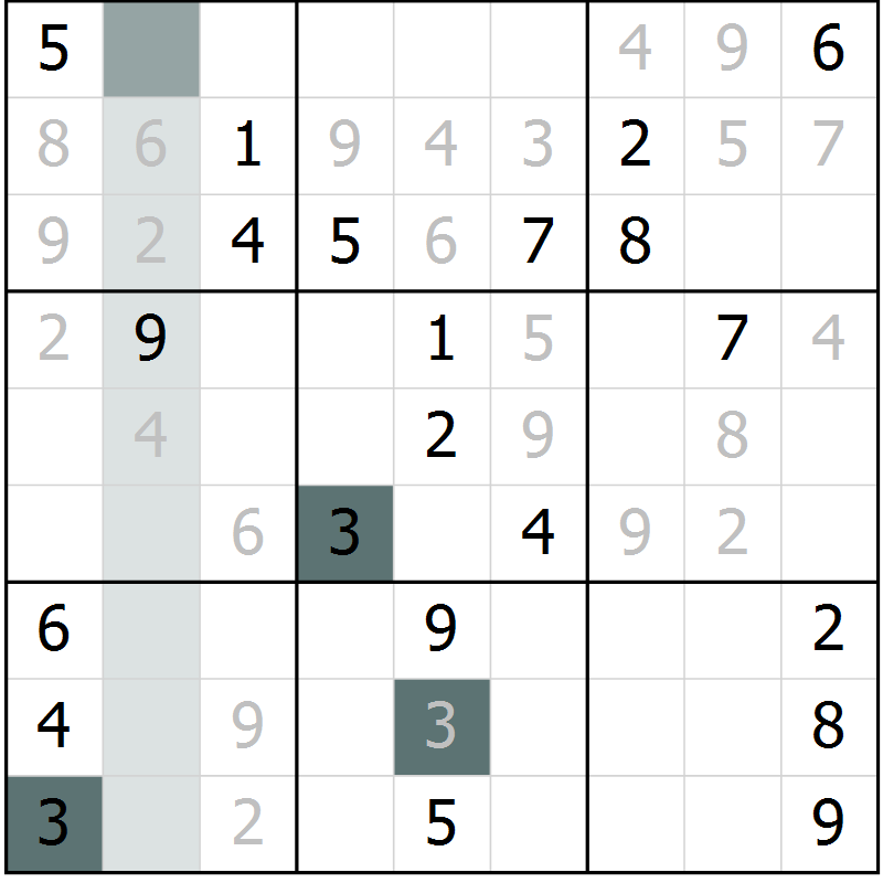 Position des candidats pour la solution de la Gr 8 page 11 du magazine de sudoku Virtuose n° 117