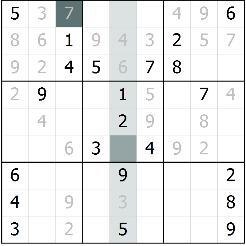 Position des candidats pour la solution de la Gr 8 page 11 du magazine de sudoku Virtuose n° 117