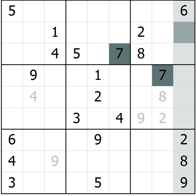 Position des candidats pour la solution de la Gr 8 page 11 du magazine de sudoku Virtuose n° 117