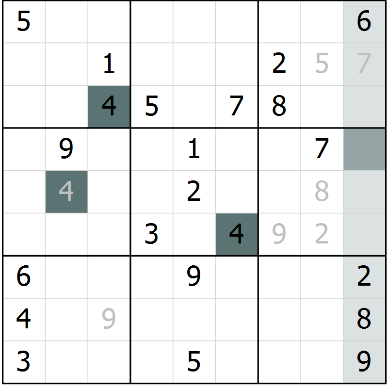 Position des candidats pour la solution de la Gr 8 page 11 du magazine de sudoku Virtuose n° 117