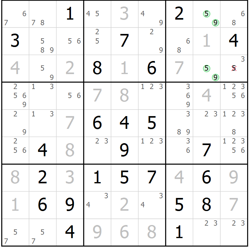 Position des candidats pour la solution de la Gr 80 page 83 du magazine de sudoku Virtuose n° 117