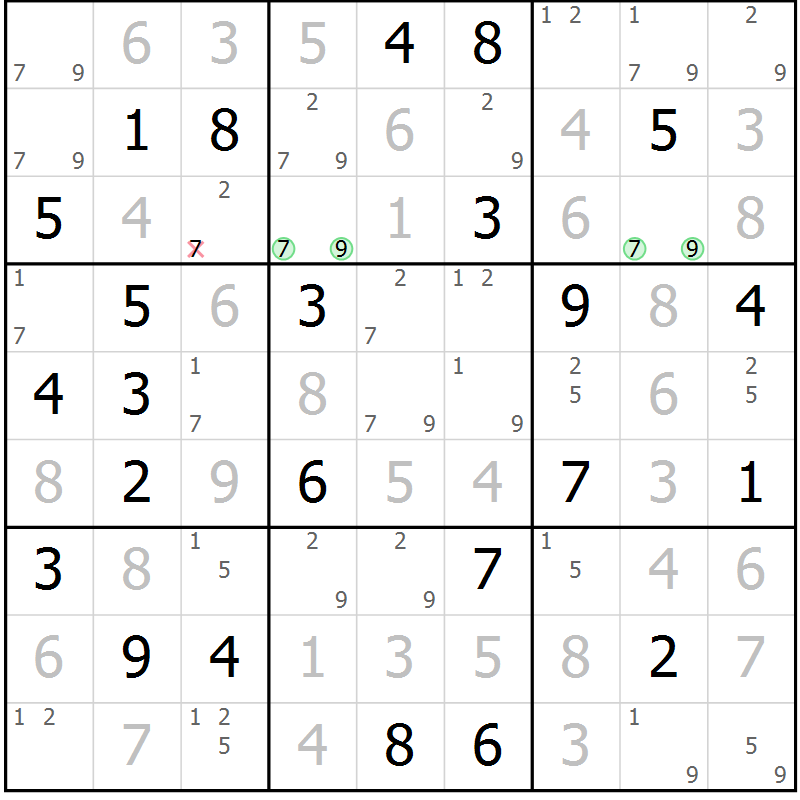 Position des candidats pour la solution de la Gr 83 page 86 du magazine de sudoku Virtuose n° 117