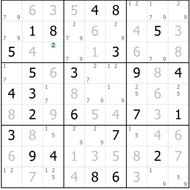Position des candidats pour la solution de la Gr 83 page 86 du magazine de sudoku Virtuose n° 117