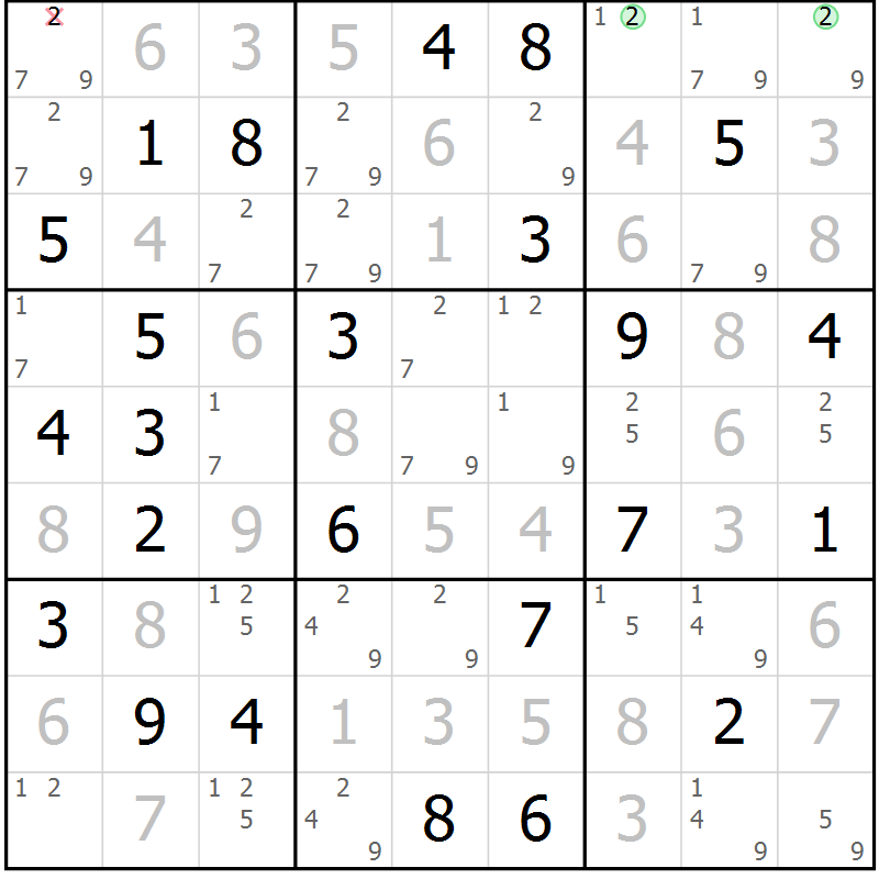 Position des candidats pour la solution de la Gr 83 page 86 du magazine de sudoku Virtuose n° 117