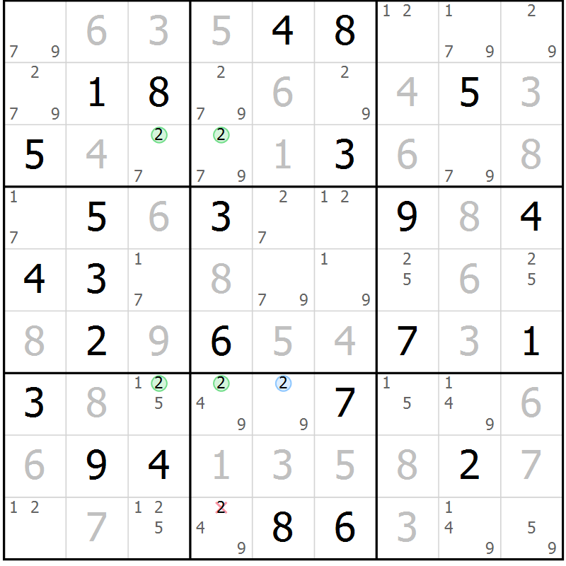 Position des candidats pour la solution de la Gr 83 page 86 du magazine de sudoku Virtuose n° 117
