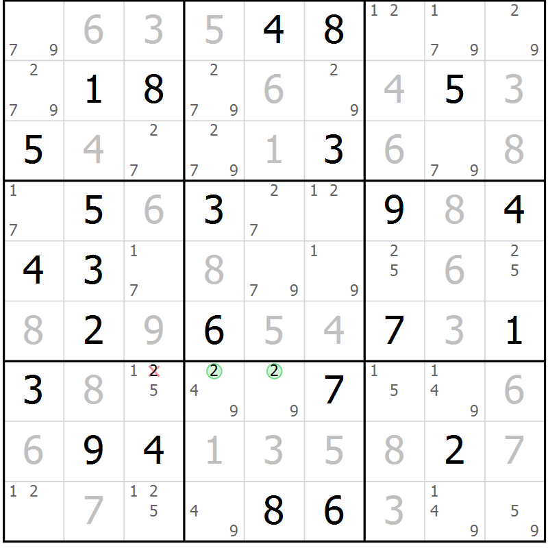 Position des candidats pour la solution de la Gr 83 page 86 du magazine de sudoku Virtuose n° 117