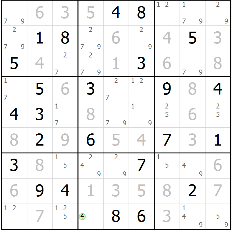 Position des candidats pour la solution de la Gr 83 page 86 du magazine de sudoku Virtuose n° 117
