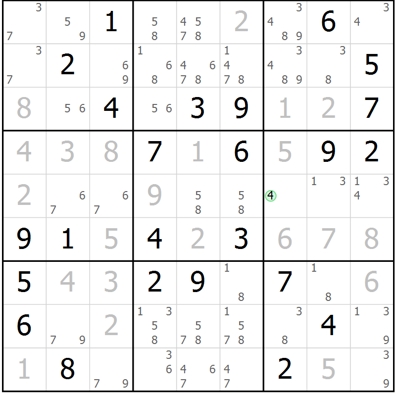 Position des candidats pour la solution de la Gr 84 page 87 du magazine de sudoku Virtuose n° 117