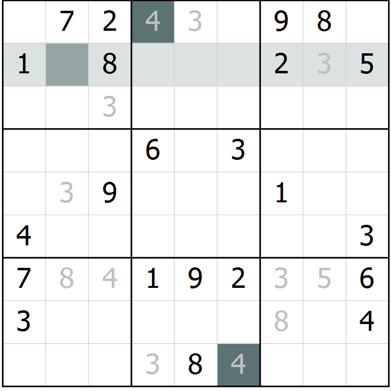 Position des candidats pour la solution de la Gr 9 page 12 du magazine de sudoku Virtuose n° 117