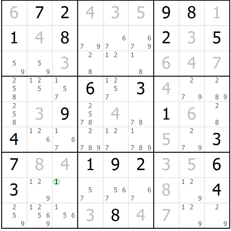 Position des candidats pour la solution de la Gr 9 page 12 du magazine de sudoku Virtuose n° 117