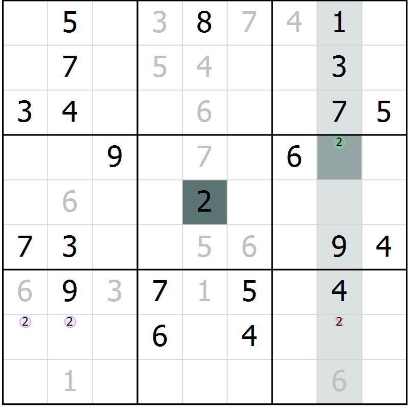 Position des candidats pour la solution de la Gr 1 page 4 du magazine de sudoku Virtuose n° 118