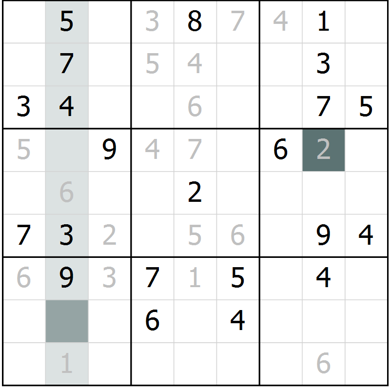 Position des candidats pour la solution de la Gr 1 page 4 du magazine de sudoku Virtuose n° 118