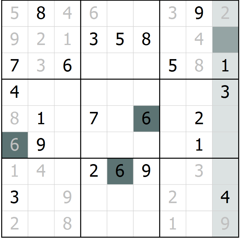 Position des candidats pour la solution de la Gr 10 page 13 du magazine de sudoku Virtuose n° 118