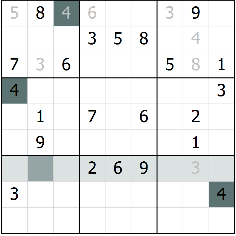 Position des candidats pour la solution de la Gr 10 page 13 du magazine de sudoku Virtuose n° 118