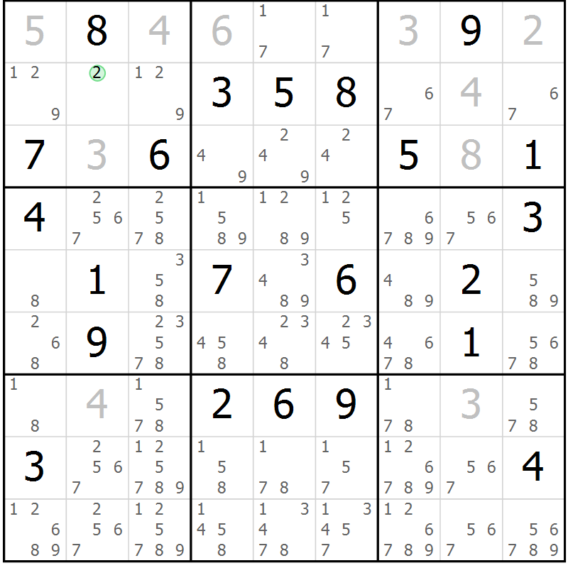 Position des candidats pour la solution de la Gr 10 page 13 du magazine de sudoku Virtuose n° 118