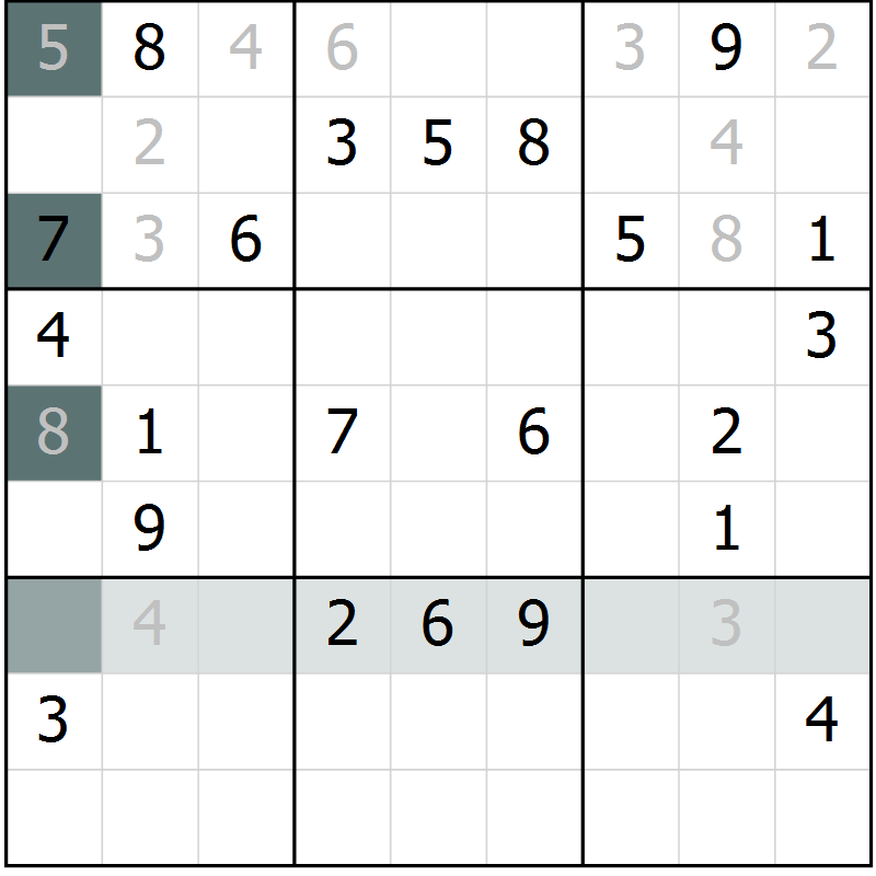 Position des candidats pour la solution de la Gr 10 page 13 du magazine de sudoku Virtuose n° 118