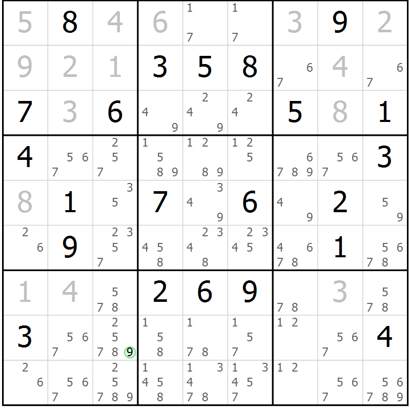 Position des candidats pour la solution de la Gr 10 page 13 du magazine de sudoku Virtuose n° 118