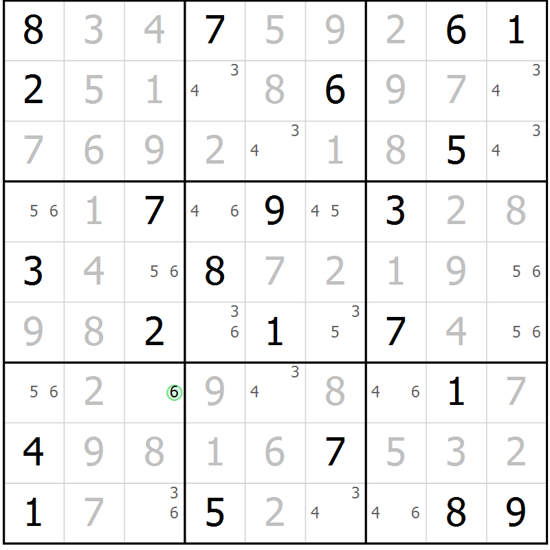 Position des candidats pour la solution de la Gr 11 page 14 du magazine de sudoku Virtuose n° 118