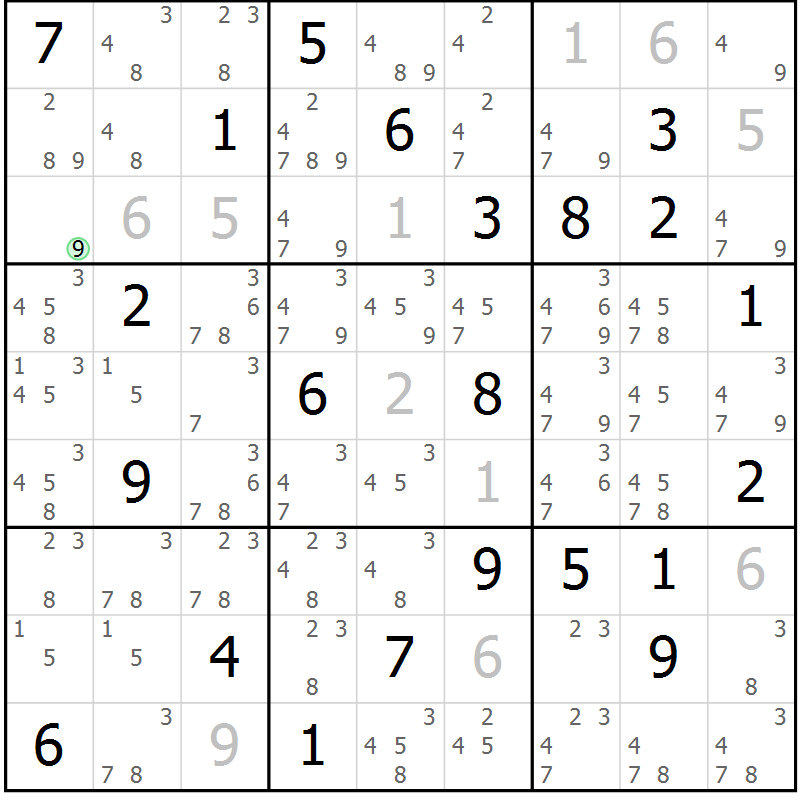 Position des candidats pour la solution de la Gr 13 page 16 du magazine de sudoku Virtuose n° 118