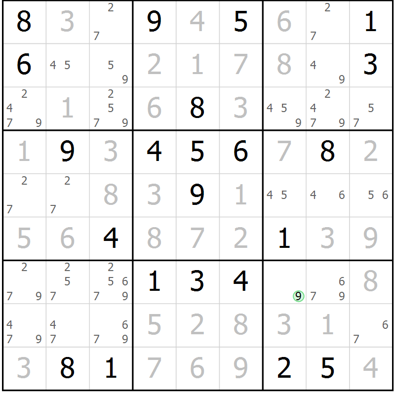 Position des candidats pour la solution de la Gr 16 page 19 du magazine de sudoku Virtuose n° 118