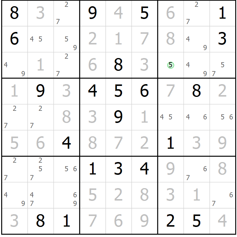 Position des candidats pour la solution de la Gr 16 page 19 du magazine de sudoku Virtuose n° 118
