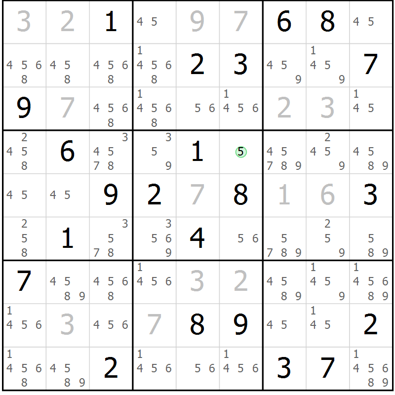 Position des candidats pour la solution de la Gr 17 page 20 du magazine de sudoku Virtuose n° 118