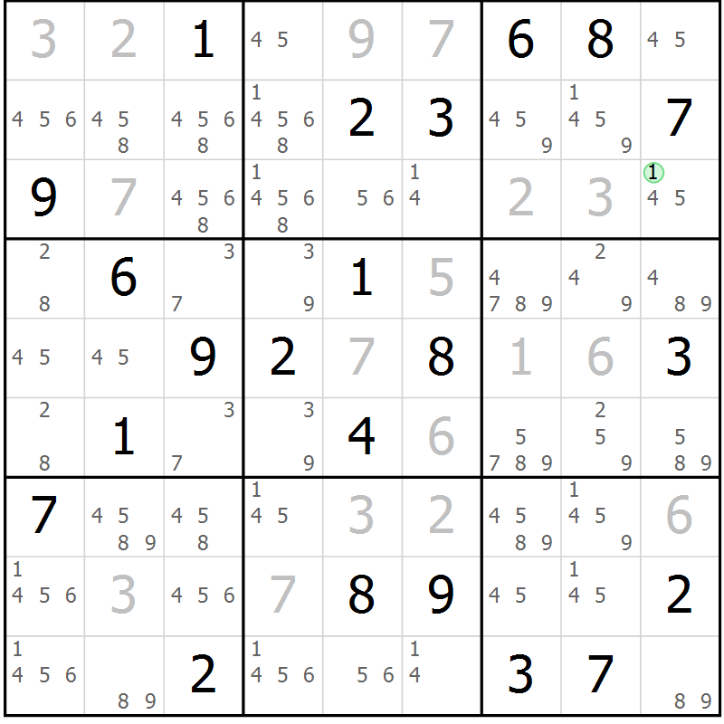 Position des candidats pour la solution de la Gr 17 page 20 du magazine de sudoku Virtuose n° 118