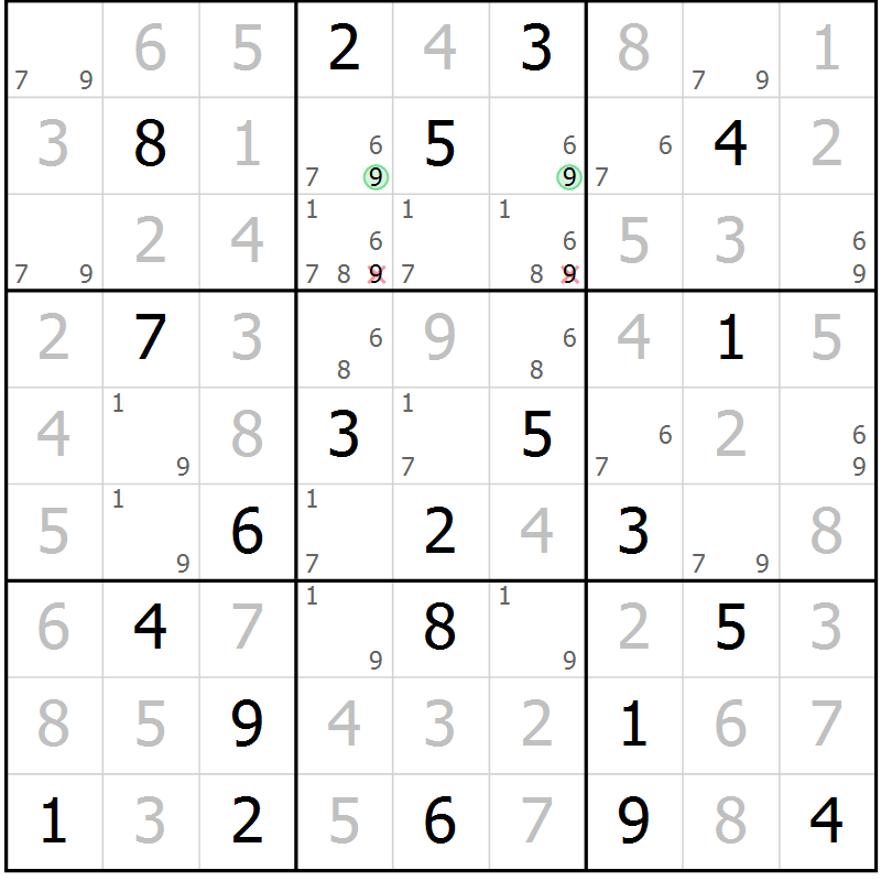 Position des candidats pour la solution de la Gr 19 page 22 du magazine de sudoku Virtuose n° 118