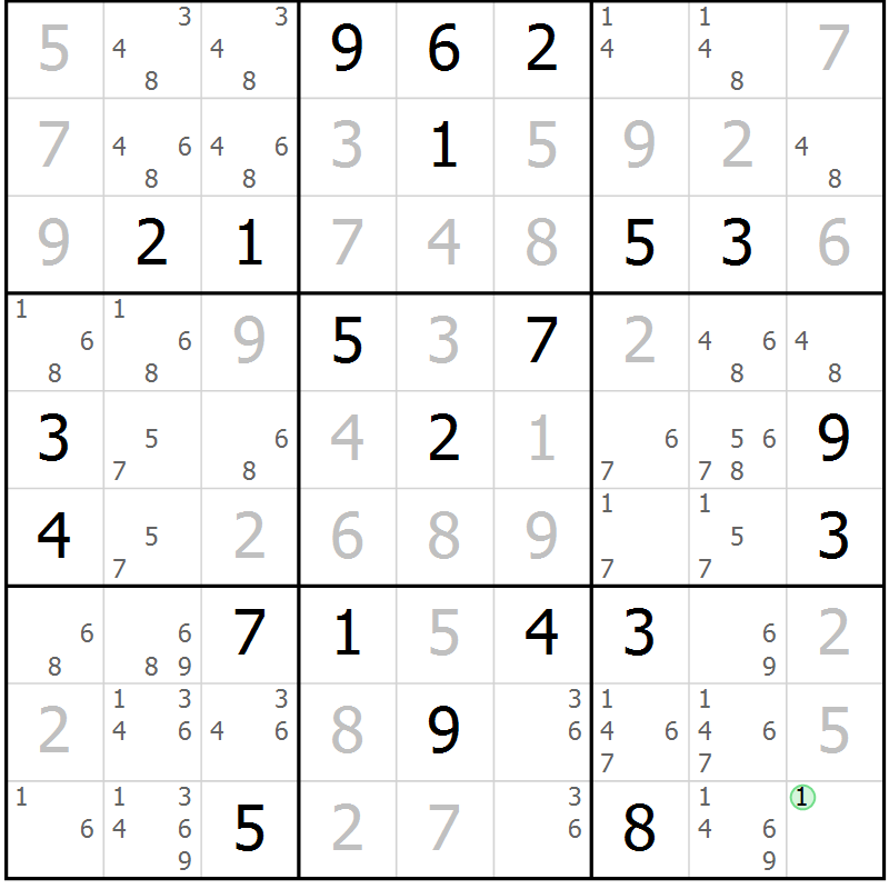 Position des candidats pour la solution de la Gr 2 page 5 du magazine de sudoku Virtuose n° 118