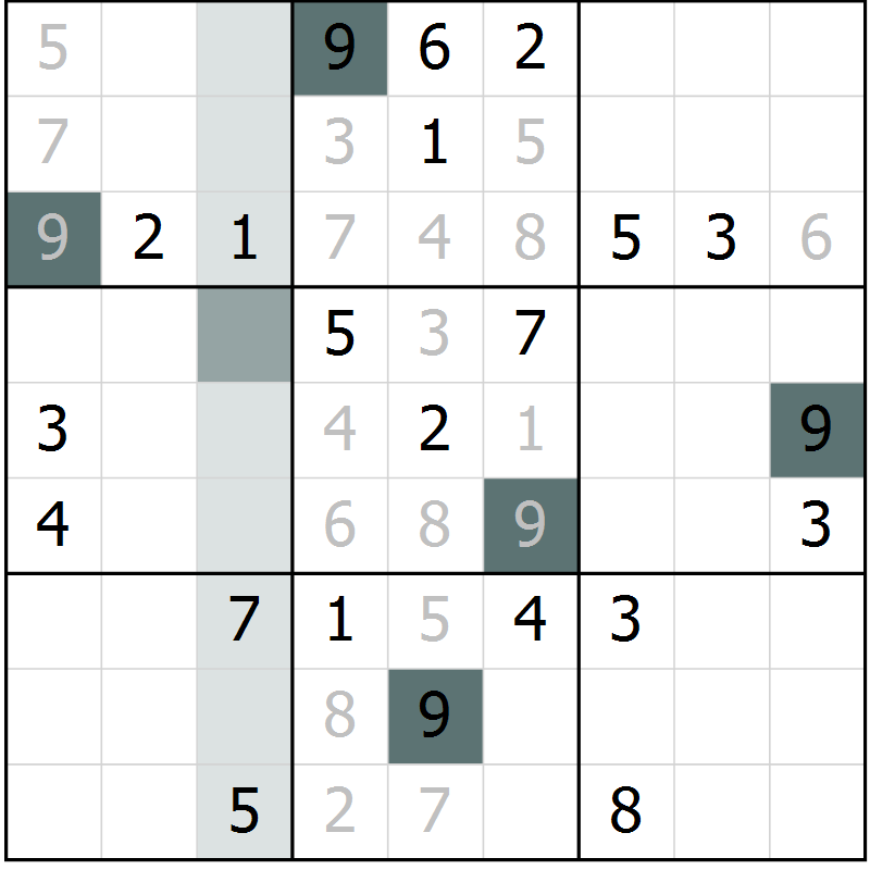 Position des candidats pour la solution de la Gr 2 page 5 du magazine de sudoku Virtuose n° 118