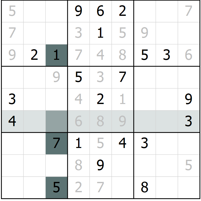 Position des candidats pour la solution de la Gr 2 page 5 du magazine de sudoku Virtuose n° 118