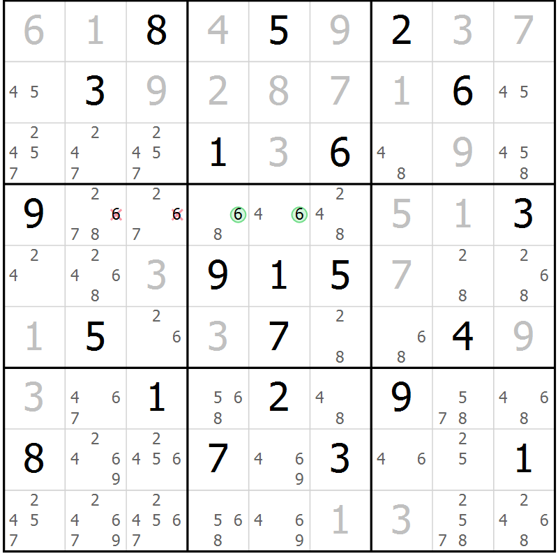 Position des candidats pour la solution de la Gr 20 page 23 du magazine de sudoku Virtuose n° 118