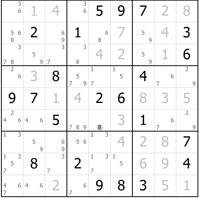 Position des candidats pour la solution de la Gr 21 page 24 du magazine de sudoku Virtuose n° 118