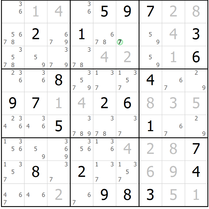 Position des candidats pour la solution de la Gr 21 page 24 du magazine de sudoku Virtuose n° 118