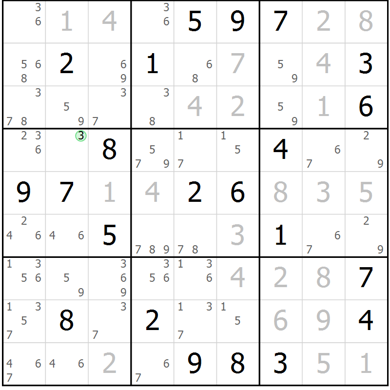Position des candidats pour la solution de la Gr 21 page 24 du magazine de sudoku Virtuose n° 118