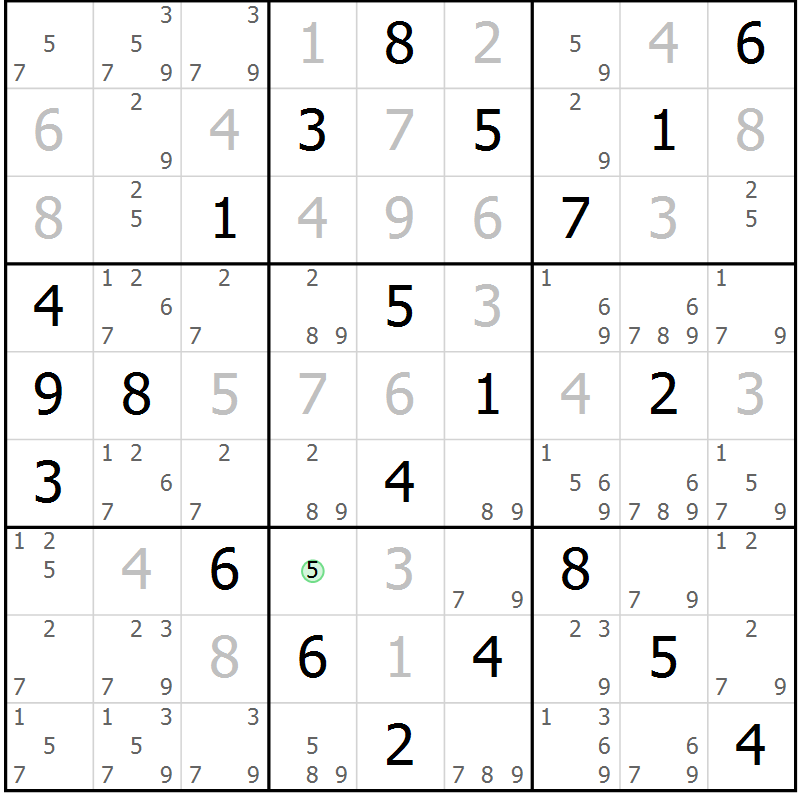 Position des candidats pour la solution de la Gr 22 page 25 du magazine de sudoku Virtuose n° 118