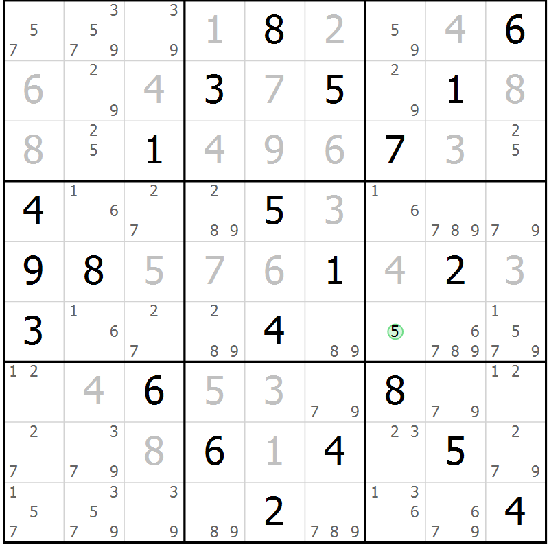 Position des candidats pour la solution de la Gr 22 page 25 du magazine de sudoku Virtuose n° 118